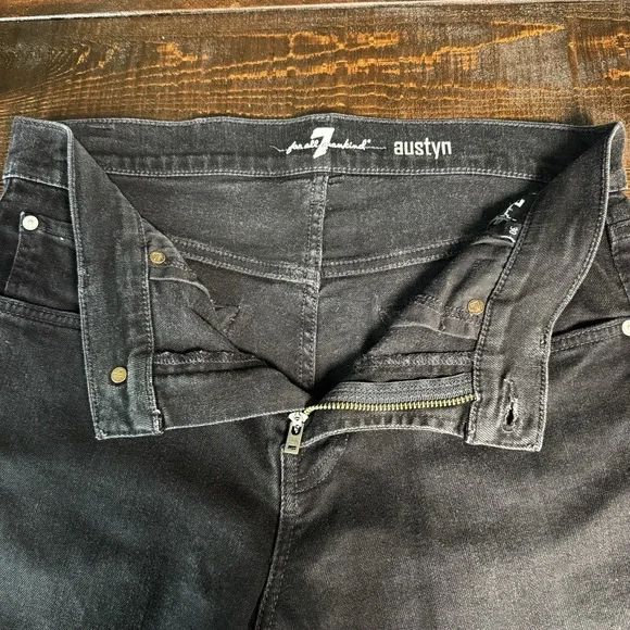 7 For All Mankind Austyn Airweft Jeans Straight Stretch Black Sz 30 (Actual 32") - Picture 7 of 11
